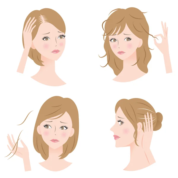 Problemas de cabello de la mujer — Vector de stock