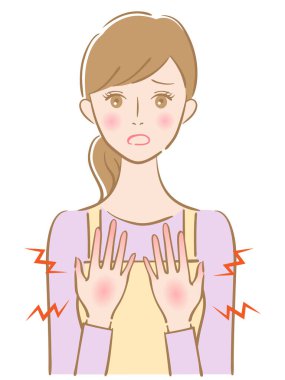 Kuru el genç kadın illüstrasyonu. Güzellik ve sağlıklı cilt bakımı