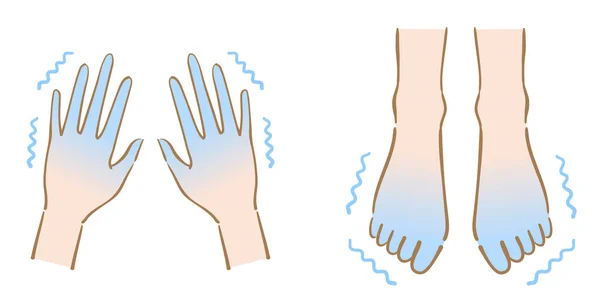 Kalte Füße Und Hände Zittern Menschliches Körperteil Gesundheitskonzept — Stockvektor