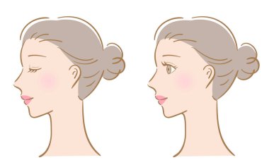 Genç bayan yan görünüm çizimi. Güzellik ve Tedavi konsepti