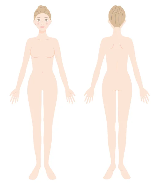 裸の女フルボディフロントとバックイラスト 美容と健康のコンセプト — ストックベクタ