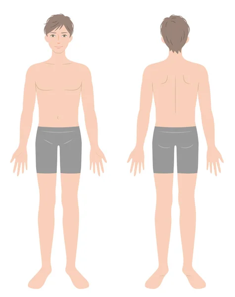 Pohledný Mladý Muž Celé Tělo Spodním Prádle Pohled Stojícího Muže — Stockový vektor