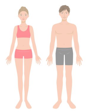 Kadın ve erkek iç çamaşırlarıyla tam vücut. vücut bakımı ve güzellik konsepti