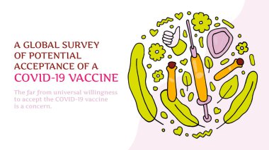 Coronavirus aşısı. Bir şırınga ve iki ampul. Web sitesi başlığı ya da afişi Renkli Duvar tarzı. COVID-19 aşısı için küresel çapta bir araştırma. Vektör EPS 10