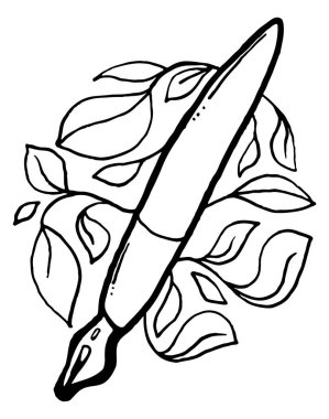 Dolma kalem. Doodle tarzında el çizimi. Simge, logo, sembol. Vektör illüstrasyonu EPS 10