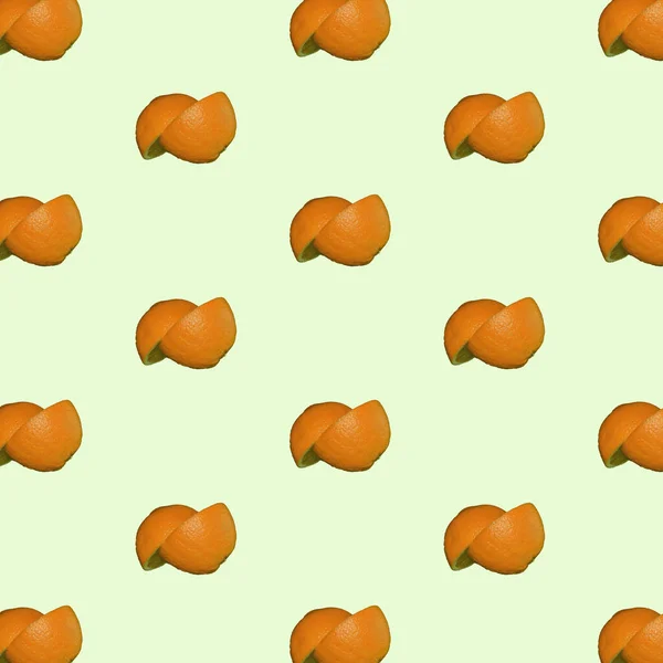 Orange Citrus Fruit Collection Creative Pattern Isolated Light Pastel Green — Stock Photo, Image