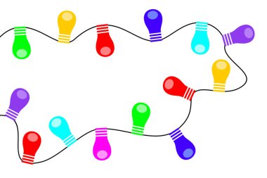 Parlak renkli sicim ışıkları siyah bir kablo boyunca parıldıyor ve kutlamaya neşeli bir ortam ekliyor. Canlı renkler geceleri toplanmak için neşeli ve davetkar bir ortam yaratıyor..