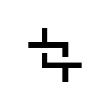 Pürüzsüz siyah bir logo tasarımı basit geometrik şekilleri şık bir şablona göre dizer. Bu modern logo çeşitli yaratıcı projeler için uygundur..