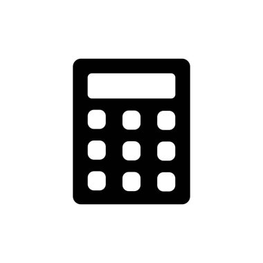 Bu grafik, beyaz zemin üzerinde basit bir hesap makinesinin siyah bir taslağını içerir. Çeşitli bağlamlarda matematik, hesaplamalar ve dijital uygulamaları sembolize eder..