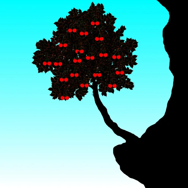 Абстрактное вишневое дерево на скале — стоковое фото
