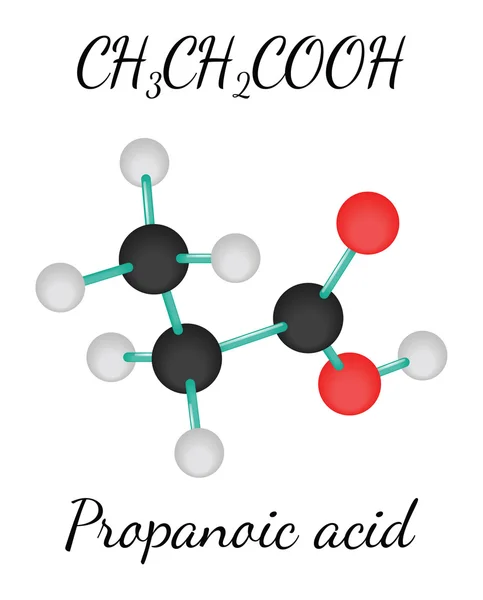 CH3CH2COOH molécula de ácido propanoico — Vector de stock