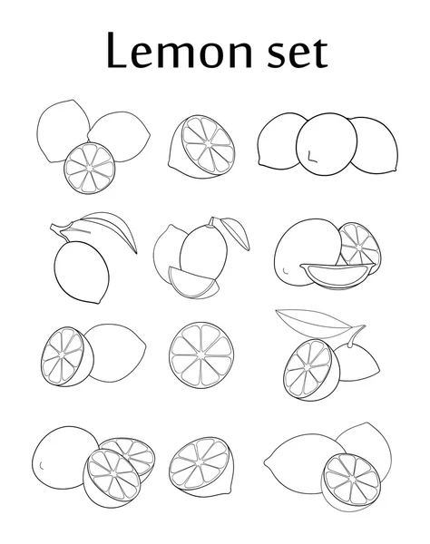 Set of line drawing lemons — Stock Vector