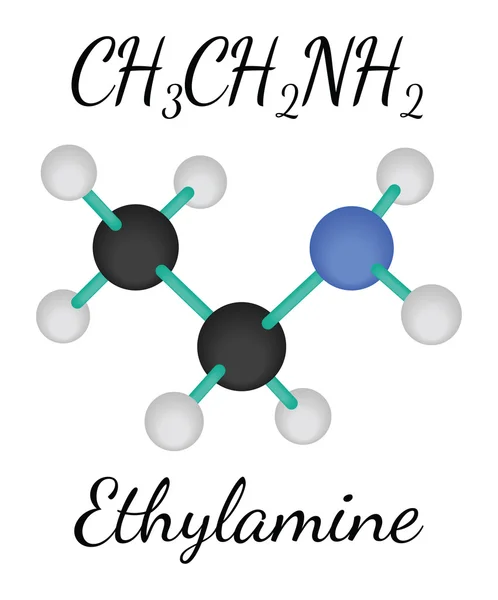 CH3CH2NH2 molécula de etilamina — Vector de stock