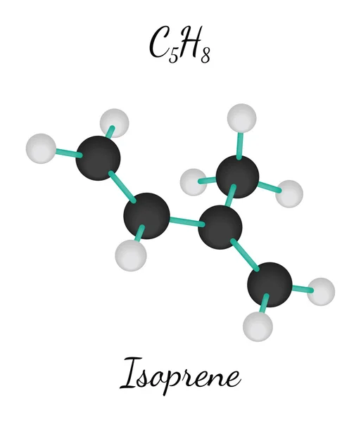 Izoprén-molekula C5h8 — Stock Vector