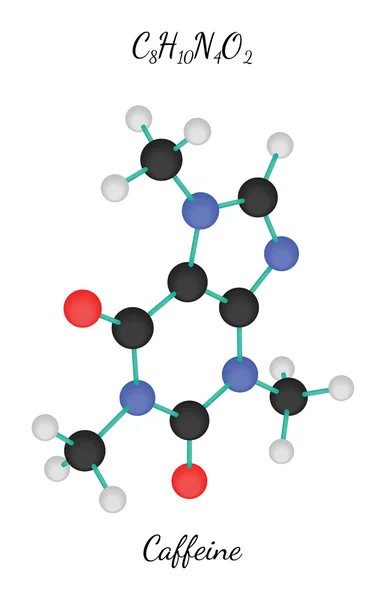 C8h10n4o2 molekula kofeinu — Stockový vektor
