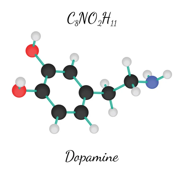C8NO2H11 molécula de dopamina — Vector de stock