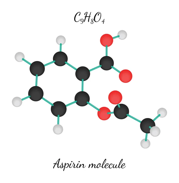 C9H8O4 molécula de aspirina —  Vetores de Stock