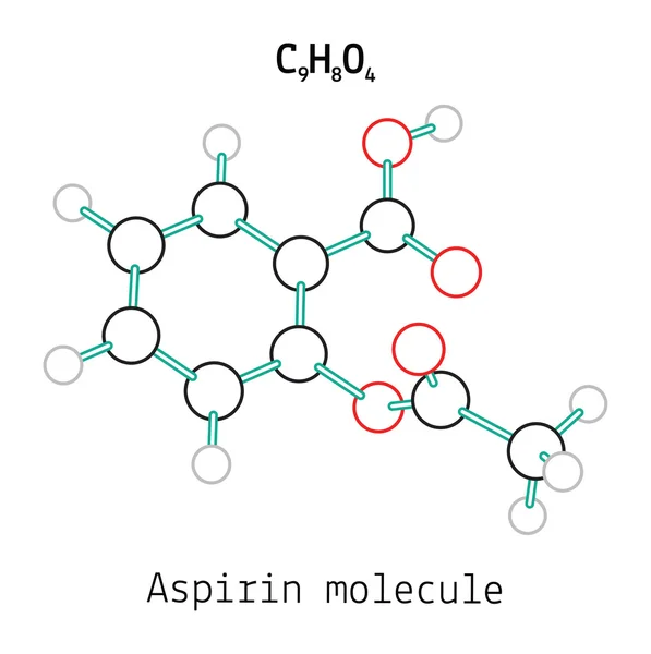 C9H8O4 molécula de aspirina — Vector de stock