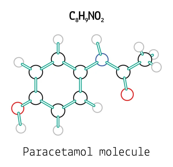 C8h9no2 paracetamol molekula — Stockový vektor