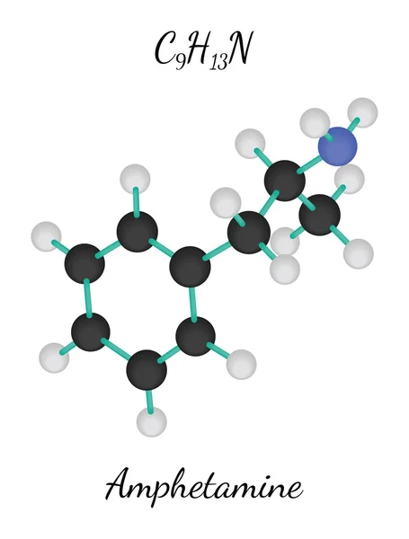 C9H13N molécula de anfetamina — Vector de stock