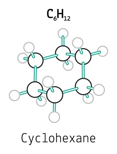 C6H12 molécula de ciclohexano — Vector de stock