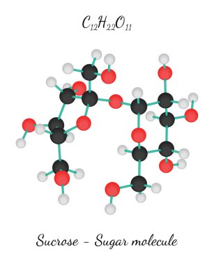 C12H22O11 Sucrose sugar molecule clipart