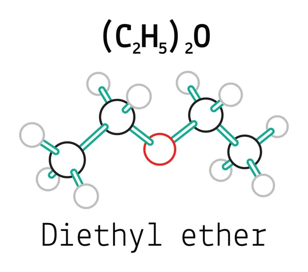 C4H10O molécula de éter dietílico — Vector de stock