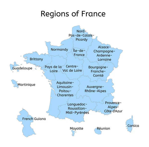 Frankreich Verwaltungskarte mit neuen Regionen — Stockvektor