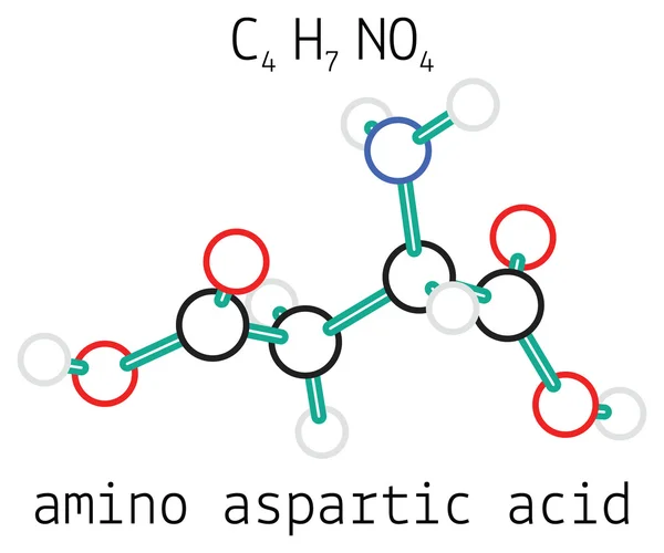 C4H7NO4 molécula de aminoácido de ácido aspártico — Vector de stock