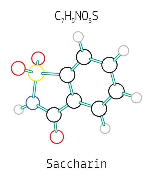 C7H5NO3S molécula de sacarina — Vector de stock