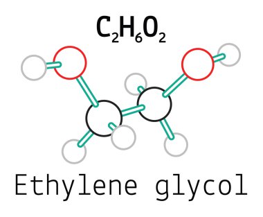 C2H6O2 ethylene glycol molecule clipart