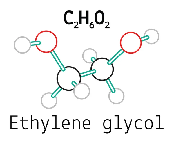C2H6O2 molécula de etilenglicol — Vector de stock