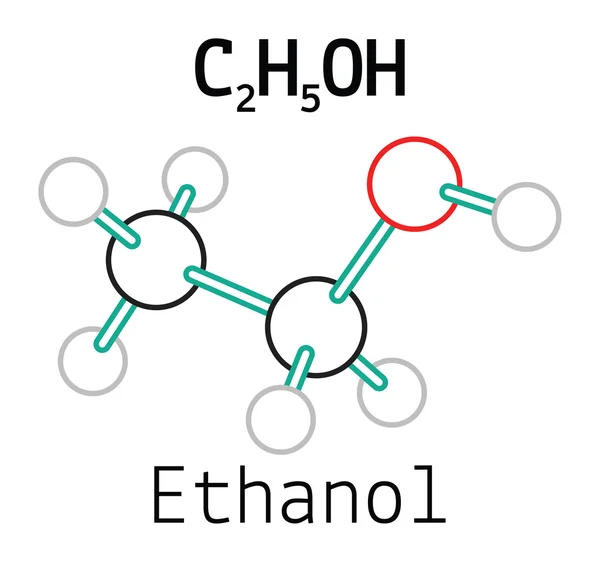 C2H5OH molécula de etanol — Vector de stock