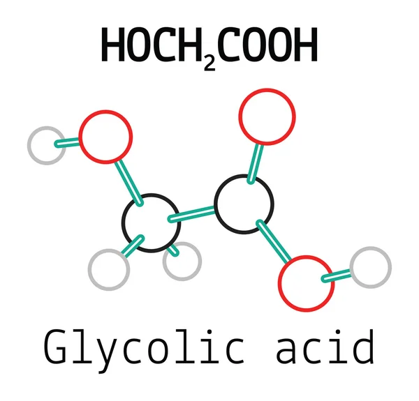 C2H4O3 молекула гликолевой кислоты — стоковый вектор