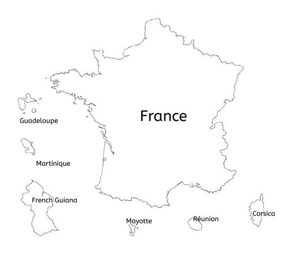 Francia y territorio franco mapa dibujado a mano — Archivo Imágenes Vectoriales
