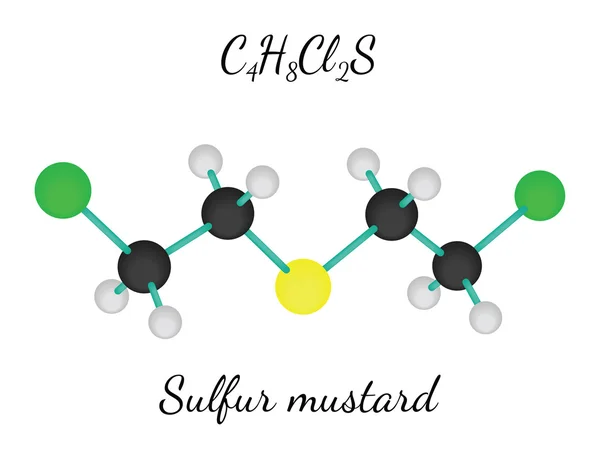 C4H8Cl2S Molécula de mostaza de azufre — Vector de stock