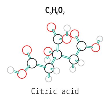 C6h8o7 sitrik asit molekül