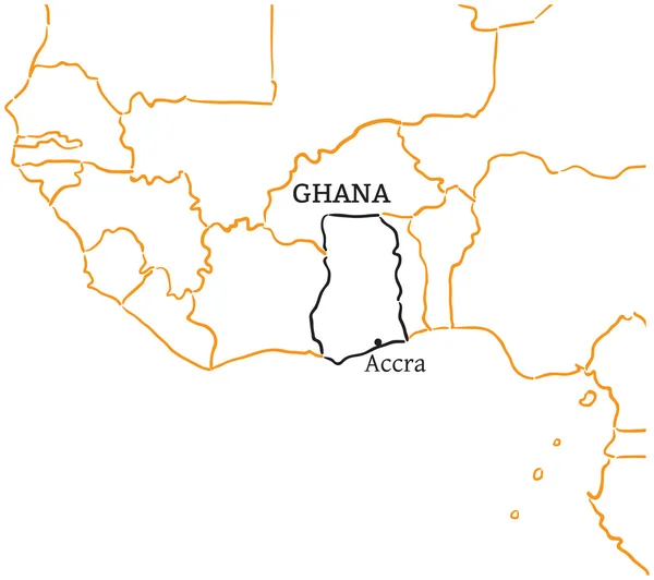 Гана мальований ескіз карта — стоковий вектор