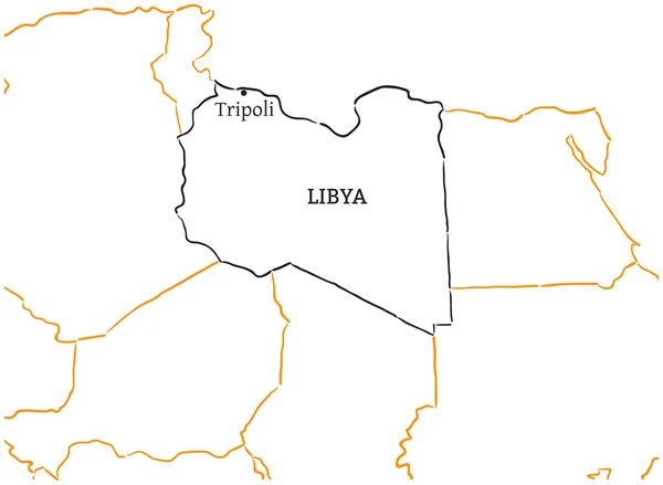 Líbia desenhado à mão esboço mapa —  Vetores de Stock