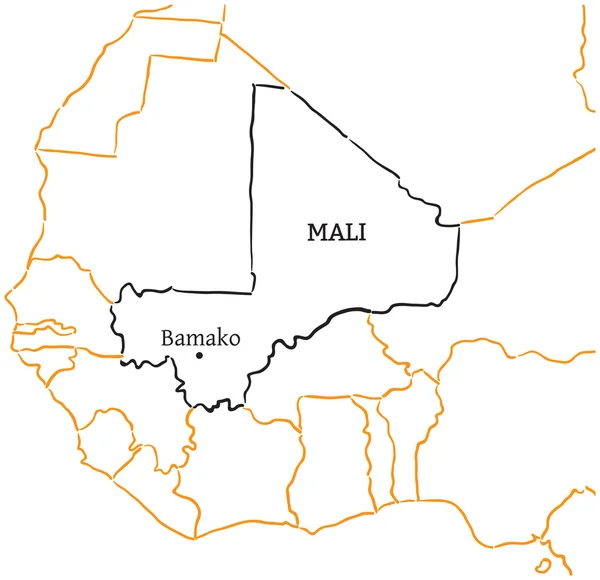 Mali hand-drawn sketch map — Stock Vector