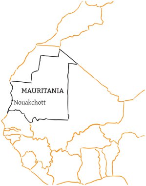 Moritanya çizilmiş kroki harita