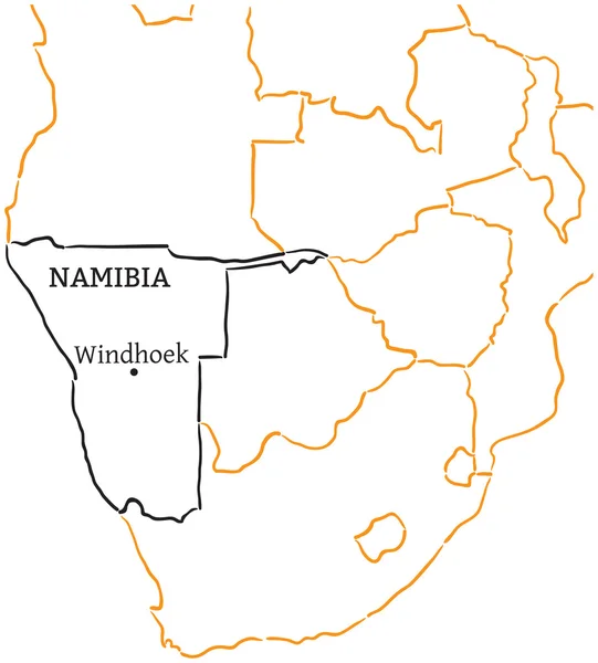 Mapa de esboço desenhado à mão Namíbia —  Vetores de Stock