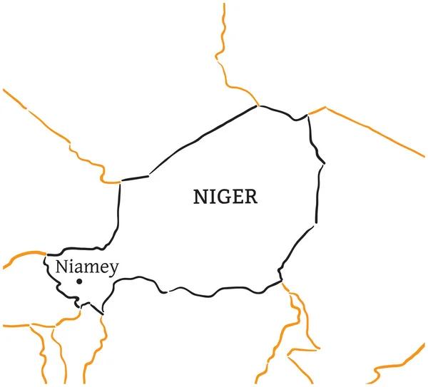 Niger desenhado à mão esboço mapa —  Vetores de Stock