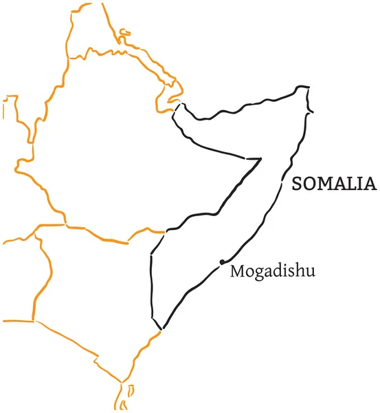Mapa de esboço desenhado à mão da Somália —  Vetores de Stock