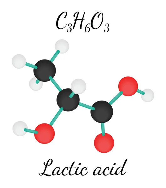 C3H6O3 Molécula de ácido láctico — Vector de stock