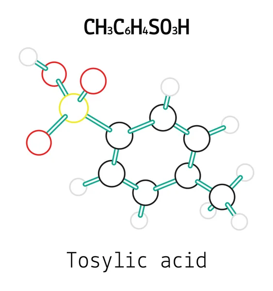 CH3C6H4SO3H Molécula de ácido Tosílico — Vector de stock