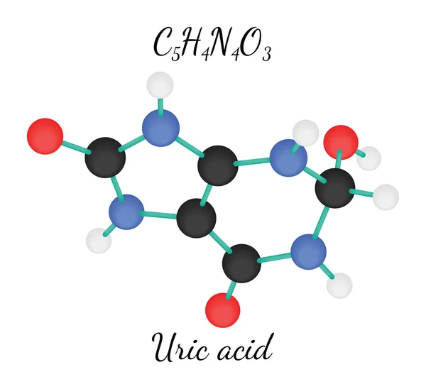 Молекула мочевой кислоты C5H4N4O3 — стоковый вектор