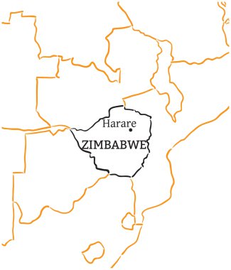 Zimbabve çizilmiş kroki harita