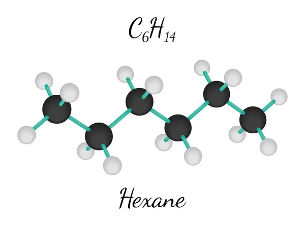 C6H14 Molécula de hexano — Vector de stock