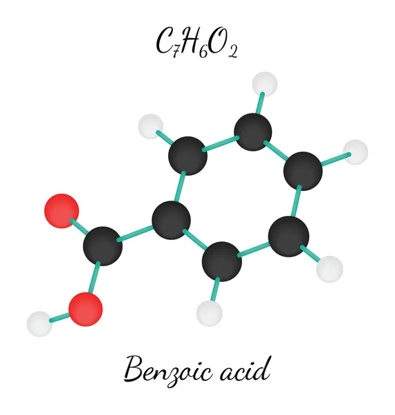 C7H6O2 Molécula de ácido benzóico —  Vetores de Stock